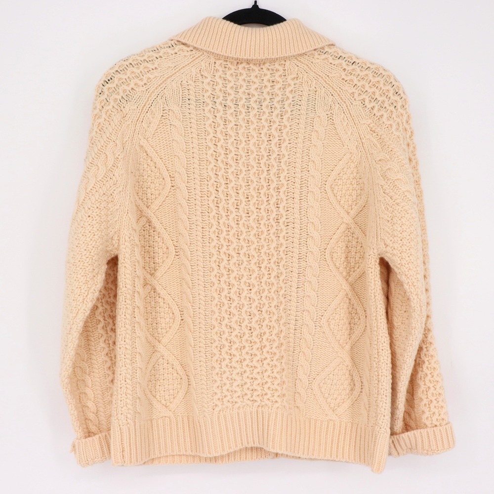 Frances Valentine Women's Lambswool Fisherman Cardigan Sweater Size M Cream - Picture 3 of 7